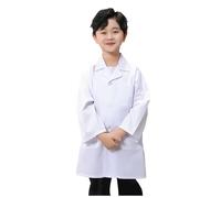 Blouse Blanche Enfant, Blouse Chimie Coton Enfant Blouses Laboratoire Lycee pour Fille Garçon Manche Longue Blouses Medicale avec 3 Poche pour étudiant Lycée Science Hospital (White, 9-10 Years)