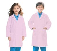 Blouse Blanche Enfant, Blouse Chimie Coton Enfant Blouses Laboratoire Lycee pour Fille Garçon Manche Longue Blouses Medicale avec 3 Poche pour étudiant Lycée Science Hospital Cosplay XS-XL