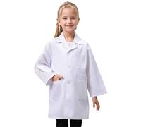 Blouse Blanche Enfant,Blouse Chimie Enfant, de Laboratoire, Manche Longue Medicale,Coton,Chimie Travail,Medicale Manche Sciences,pour étudiant Cosplay