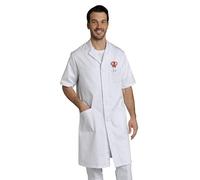 Blouse Blanche Homme Chimie Polyester Coton épais Manches Courtes, 1 Poche intérieure, 3 Poches extérieures (FR/ES, Alpha/Lettres, XS, Taille Normale, Taille Normale, Blanc)