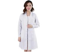Blouse Blanche Lycée Coton, Blouse Chimie Laboratoire, Homme Femme Manche Longue Chemise de Médecin Médical avec Poche et Bouton pour Chimie étudiant et Lycée Hospital Industriel (A01-White, XXL)
