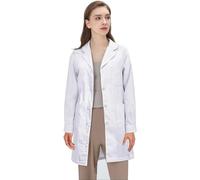 Blouse Blanche Lycée Coton, Chimie Laboratoire, Femme Homme Manche Longue Blouse de Médecin Médical avec Poche et Bouton pour Chimie étudiant et Lycée Hospital Industriel Tops