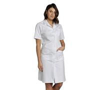 Blouse Blanche Manche Courte 100% Coton Femme Fermeture Pression médicale Industrie agroalimentaire 3 Poches intérieures (FR/ES, Alpha/Lettres, XS, Taille Normale, Taille Normale, Blanc)