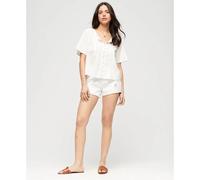 Superdry Blouse femme boutonnée brodée Blanc Taille S