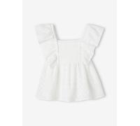 Blouse brodée à volants cérémonie fille écru 9A