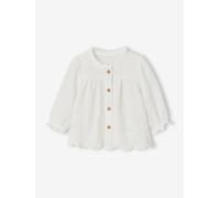 VERTBAUDET Blouse Brodée Bébé Gaze de Coton Manches Longues écru 6M(67CM)