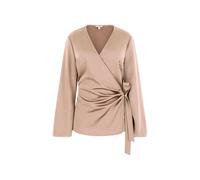Blouse cache-cœur en satin manches longues femme Guess Ava Beige XL