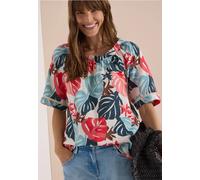 Blouse Carmen à manches courtes et imprimé feuillage