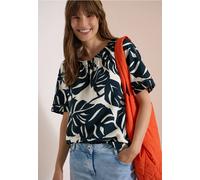 Blouse Carmen à manches courtes et imprimé feuillage