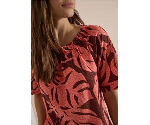 Blouse Carmen à manches courtes et imprimé feuillage