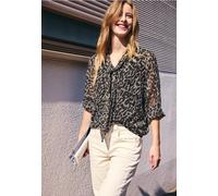 Blouse chiffon léopard à col lavallière et manches longues