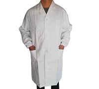 Blouse Chimique Blanche, Pur Coton, Blouse Blanche à Manches Longues pour lycéens garçons et Filles (FR/ES, Alpha/Lettres, L, Taille Normale, Taille Normale, Z01 White)