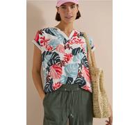 Blouse col fendu à motifs variés