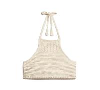 Superdry Crop Halter Crochet Sleeveless Top Beige S Femme