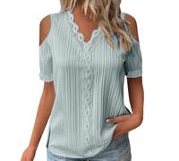 Blouse Courte Soldes Chemise Blanche Femme Chic Pull 2 en 1 De Noel Drole Tunique Longue sans Manche Mode Grande Taille Tee Shirts Manch Longu Militaire T Octobre Rose Bleu Clair Fluide XXXL Haut