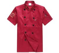 Blouse Cuisine Homme - avec Boutons Coupe Ajustée Veste de Cuisinier Blouse de Chef Manches Longues/à Manches Courtes Couleur Unie avec Poche Stretch Chemise Vêtement Boulangerie Cuisinier Barmen