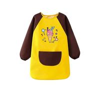 Blouse d'art pour enfant garçon à manches longues avec bretelles réglables pour les activités préscolaires et maternelles, café, 5-8 ans