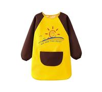 Blouse d'art pour enfant garçon à manches longues avec bretelles réglables pour les activités préscolaires et maternelles, marron, 5-8 ans