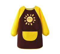 Blouse d'art pour enfant garçon à manches longues avec bretelles réglables pour les activités préscolaires et maternelles, Orange, 5-8 ans