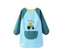 Blouse d'art pour enfant garçon à manches longues avec bretelles réglables pour les activités préscolaires et maternelles, Vert menthe., 5-8 ans