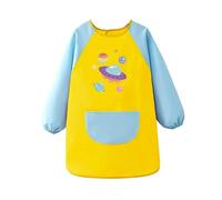 Blouse d'art pour enfant garçon à manches longues avec bretelles réglables pour les activités préscolaires et maternelles, bleu clair, 5-8 ans