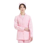 Blouse de laboratoire blanche blouse de médecin chimie vêtements de protection femme manches longues manteaux médicaux uniforme médical avec boutons et poche pour laboratoire, étude, travail, Rose-5