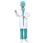 Blouse de Laboratoire Enfant Fille Garçon Costumes Blouse Blanche de Médecin Chimie, Manche Longue Sciences avec Poche pour Cosplay Activités Scolaires et Peinture Infirmière