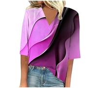 Blouse De Travail Femme Couleur Blouse Or Chemise Femme Blanche Col Mao Tee Shirt De Baseball Femme Femme Top Chic Tee Shirt Animaux Hauts à Col Bateau Et Manches 3/4 pour Femmes Chemisier