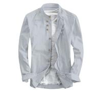 Blouse De Travail Homme Grande Taille- Chemise Lin Homme Manches Longues-Tshirt Col Revers Couleur Unie Basic Loisirs Boutonné Chemises Coton Lin LéGèRe Top Loose avec Poches Classique Haut