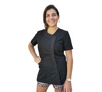 Blouse de travail pour femme, blouse esthéticienne, coiffeur, boutons automatiques, centre esthétique, fabriqué en Italie, Noir , Small