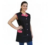 Blouse de travail pour femme, sans manches, casaque pour ouvrière, maîtresse, entreprises de nettoyage, tablier pour maraîcher, gastronomie, Noir , XXL