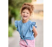 Blouse denim manches volantées bleu clair 8A