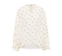 Blouse écrue ornée d'un motif fantaisie avec un col tunisien S