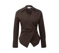 Blouse effet portefeuille en popeline de coton femme COMMA Marron 44
