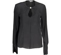 Blouse élégante pour femmes Noir - Manches longues, col rond, détails contrastés, Taille : 44 Couleur : Nero