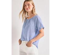 Blouse en chambray avec col rond et découpe