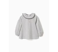 Blouse en coton à rayures et col volanté b&s blanc 13/14A