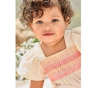 Blouse en gaze de coton bébé encolure en crochet écru 3M(60CM)