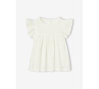 Blouse en gaze de coton brodée fille blanc 4A