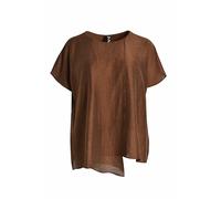 Blouse en lin mélangé femme Mat Fashion Layered Marron S/M