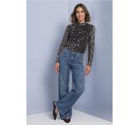 Blouse en mesh à manches longues et col montant
