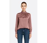 Blouse en satin rose poudrée à manches longues - L
