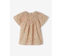 Blouse encolure smockée bébé manches courtes blanc 3M(60CM)