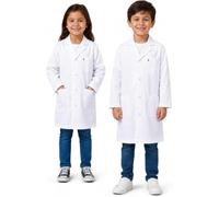 Blouse Enfant Ecole Primaire, Blouse Blanche Enfant 3~10 ans Coton Chimie Physique Blouse de Laboratoire pour Fille Garçon Medicale Manche Longue Sciences pour Cosplay Scolaires Étudiant Hospital