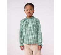 Blouse enfant en coton à col manches longues imprimée Petit Bateau - vert - Taille 4 ans 4A vert/blanc