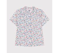 Blouse enfant en coton manches courtes fleurie Petit Bateau - blanc - Taille 4 ans 4A blanc/multicouleur