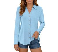 Blouse Femme Chic Et Élégant, Chemise Classique à Manches Longues et col à Revers, Blouse élégante Unie pour Une Tenue décontractée.