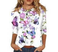 Blouse Femme Chic Et Élégant Ete Été T Shirt Grande Taille Vetement Femme Ete Haut Col Rond Travail Imprimé Tshirt Casual Tops Mes Commandes(Violet,XL)