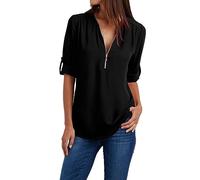Blouse Femme Chic et élégant Fluide Liquette Femme Tunique Manche Longue Chemise Coton Lin Robe A Carreaux Country Bouton Pression Jean Courte Faux Bas De Ete Cool Chemisier Manches 3/4