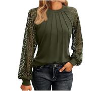 Blouse Femme Chic Et Élégant,Haut,Pull Femme Chic Et Elegant,Ensemble Manche Longue Dentelle,Tee Shirt Grande Taille,Tunique Cérémonie De Mariage Top Ete,Tenue De Ceremonie Soirée(Vert,L)